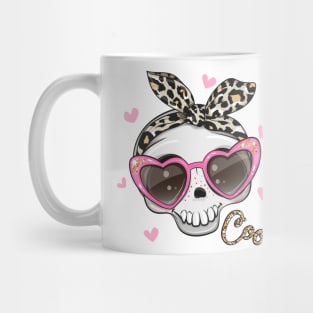 Cute skull with pink glasses Mug